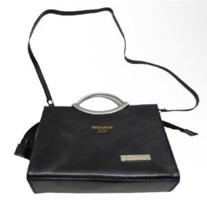 Persaman New York Black Structured Handbag Silver Hardware